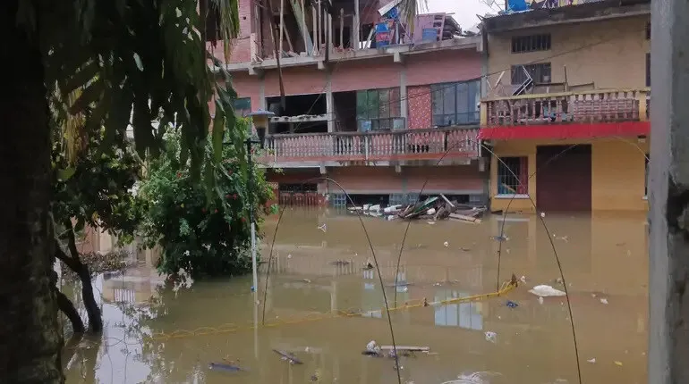 Una zona de Tipuani bajo el agua. Foto: Somos Tipuaneños.