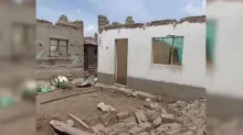 Foto de una vivienda destruida en Laja